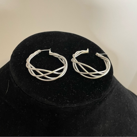 Elegant Silver Hoop Earrings - Picture 1 of 6